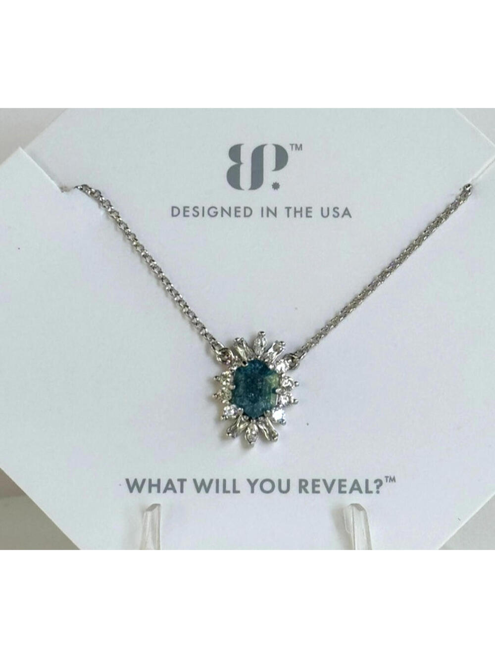 Bomb Party Necklace "Another Day Together" London Blue Ice Crystal on Rhodium